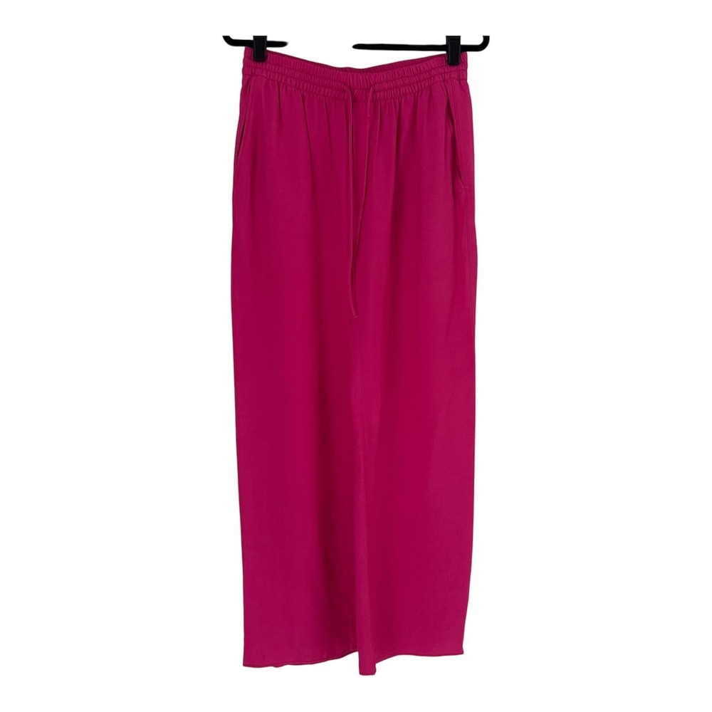 Zara Size-L‎ Women's Pants Pink Wide Leg Elastic Drawstring Waist Pull On